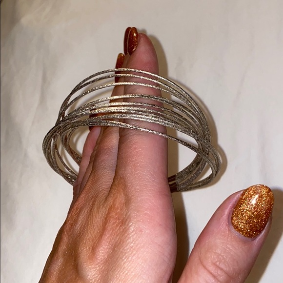 💎bebe Silver Tone Rhinestone Bangle Set - Picture 9 of 11